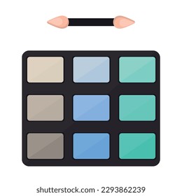 Vector image of a palette with eye shadow. The concept of makeup and self-care. A bright element of cosmetics for design.