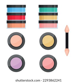 Vector image of a palette with eye shadow. The concept of makeup and self-care. A bright element of cosmetics for design.