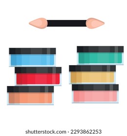 Vector image of a palette with eye shadow. The concept of makeup and self-care. A bright element of cosmetics for design.
