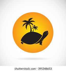 Vector image of an palms tree and turtles