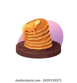 Vektor-Bild von Pfannkuchen auf einem weißen Hintergrund. Detaillierte Abbildung. Ernährung.