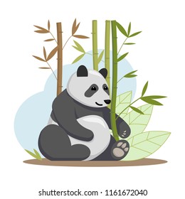 Vector image of an Panda and bamboo