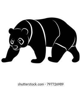 Vector image of a panda bear silhouette on a white background