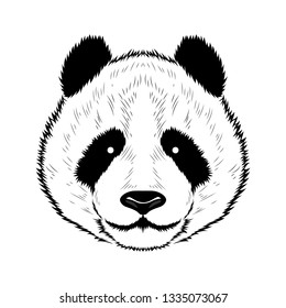 A vector image of a panda. Black image on white background.