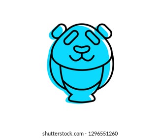 Vector image of a panda sign - Vector linear colorful panda icon