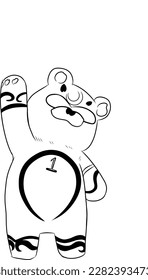 vector image of a panda waving
