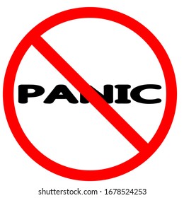 Vector image of a panic. On a white background the word "Panic" is written in a circle with a bar of prohibition.