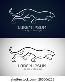 Vector image of an panther design on white background and dark blue background, Logo, Symbol