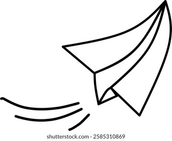 vector image of a paper airplane in a unique outline style