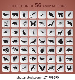 Vector image of paper animal black and whitte icons