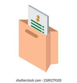 imagen vectorial, bolsa de papel con iconos de compra.