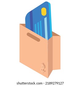 vector image, paper bag with shopping icons.