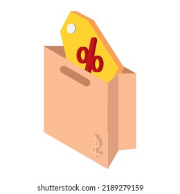 imagen vectorial, bolsa de papel con iconos de compra.