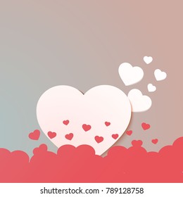 vector image paper hearts in warm tones