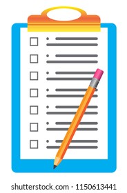 Vector image. Paper with a pencil. For tests, examinations.
