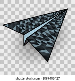 Vector image of a paper plane icon painted by a geometric shaped triangle. Transparent background