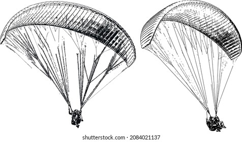 vector image of parachutists soaring on paragliders