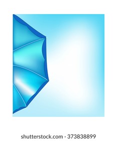 Vector image of a parasol with a blue sky background with copyspace