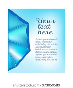 Vector image of a parasol umbrella with a blue sky background and copyspace for text