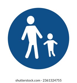 Vector image of a parent and child holding hands. Icon for the school district. EPS10