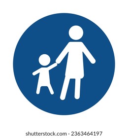 Vector image of a parent and child holding hands. Icon for the school district. EPS10