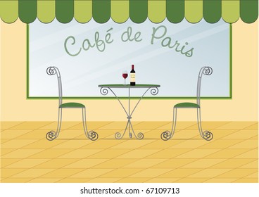 Vector image of a Parisian street cafe.