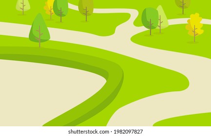 Vector image of a park on a bright sunny day