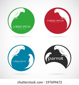 Vector image of a parrot design on white background.