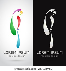 Vector image of an parrot  design on white background and black background, Logo, Symbol