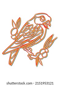 Vector image of an parrot in glitch style for tattoo.