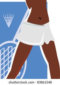 vector image of part of woman play in tennis