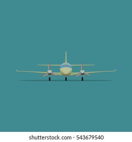 Vector Image Of A Passenger Plane In Flat Style. Front View.