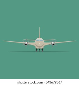 Vector image of a passenger plane in flat style. Front view.