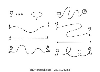 Vector image of the path, moving from point A to point B