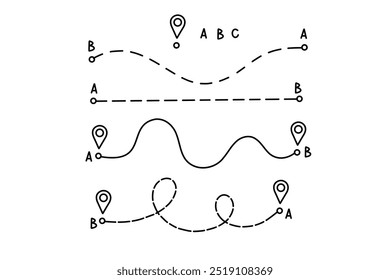 Vector image of the path, moving from point A to point B