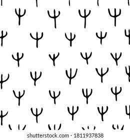 Vector image of a pattern of doodling branches on a transparent background