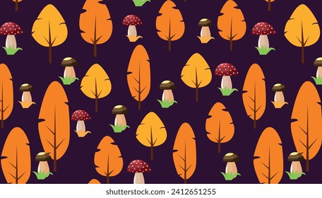A vector image. A pattern for printing, a children's illustration. Forest gifts. Edible and non-edible mushrooms.