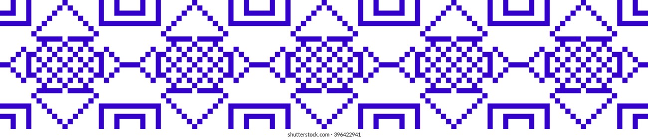 Vector Image. The pattern for seamless texture. Blue colour. embroidery pattern. For okontovka textiles, design, presentations. pixel design