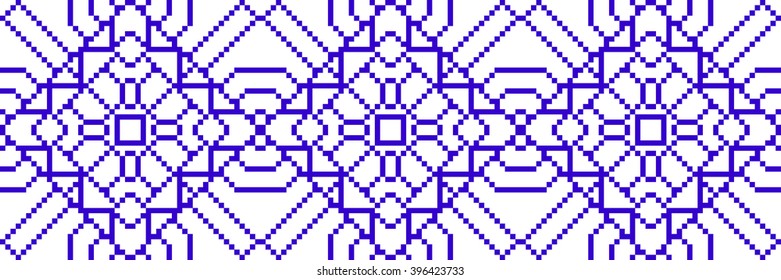 Vector Image. The pattern for seamless texture. Blue color. embroidery pattern. For border in textiles, design, presentations. pixel design
