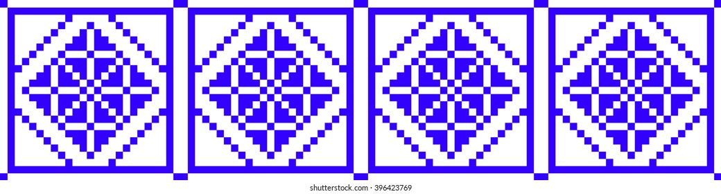 Vector Image. The pattern for seamless texture. Blue color. embroidery pattern. For border in textiles, design, presentations. pixel design