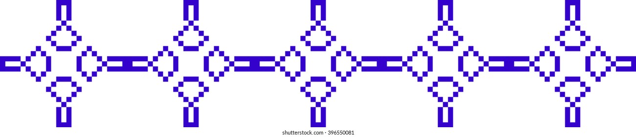 Vector Image. The pattern for seamless texture. Blue color. embroidery pattern. For border in textiles, design, presentations. pixel design