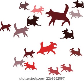 Vector image of a pattern with several dogs