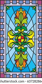 vector image of patterned stained glass windows. Stained glass