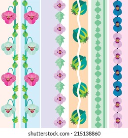 Vector image of the Patterns  opium poppy, components, and beautiful illustrations.
