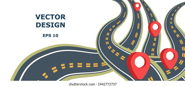 Vector image of paved roads making up the perfect campaign with negative space for your lettering. Cartoon style. EPS 10
