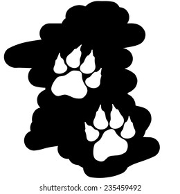 Vector image of paws on a black background.