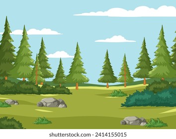 Vector image of a peaceful forest clearing scene