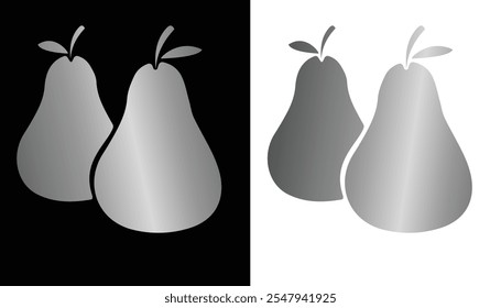 vector image of a pear plant with stems and leaves with a beautiful gold texture on a black and white background