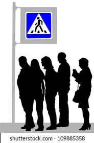Vector image of pedestrians at a crosswalk