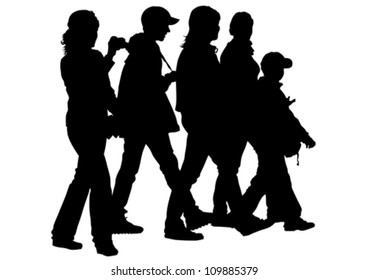 Vector image of pedestrians at a crosswalk